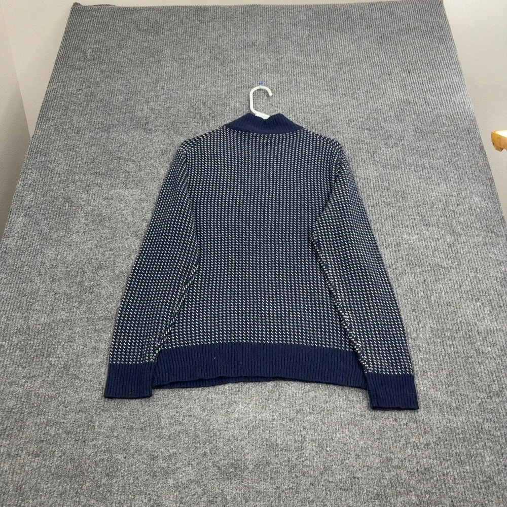 J Crew Sweater Mens M Blue Merino Wool Birdseye‎ Quarter Zip Mock Neck Classic